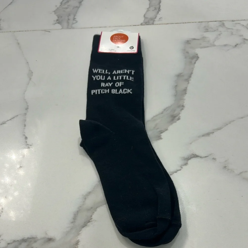 About Face‎ Designs Socks New With Tags. Black. Size Men’s 6-11 Women’s 71/2-12